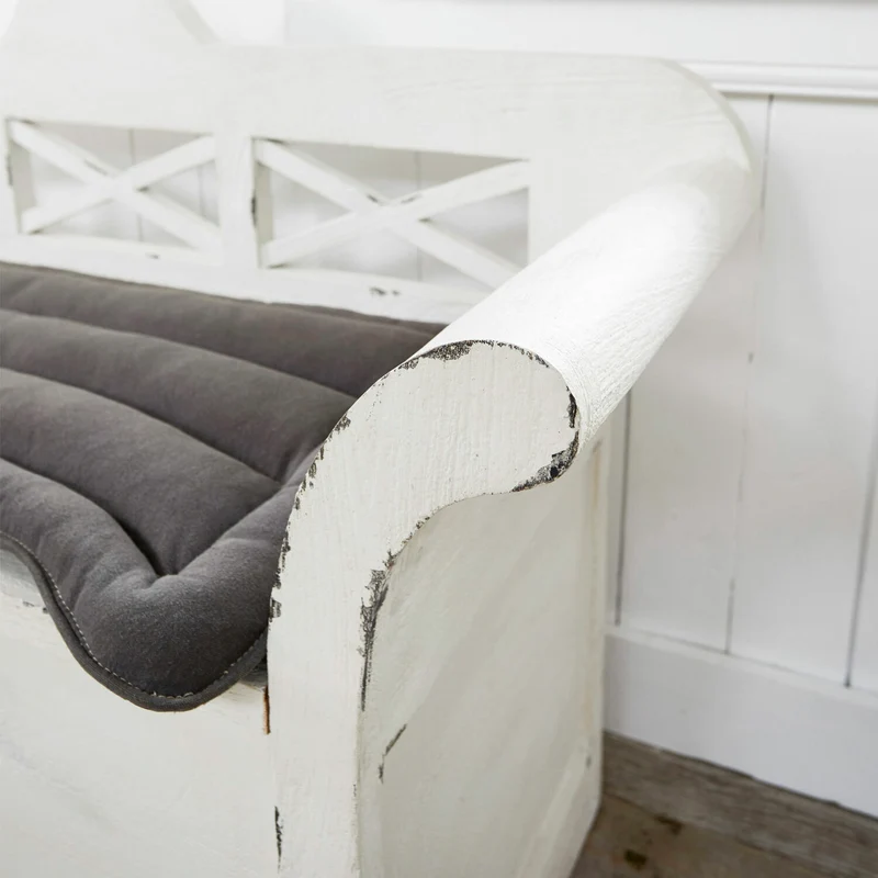 Banc LOBERON Fioen blanc gris effet vieilli