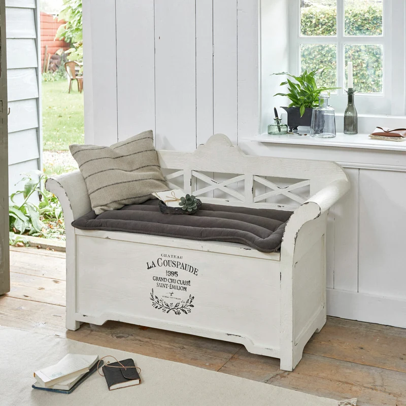 Banc LOBERON Fioen blanc gris effet vieilli
