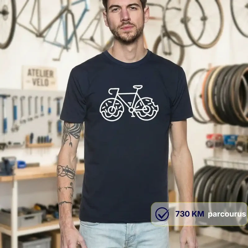 T-shirt Homme bleu | Vélo "Donuts"