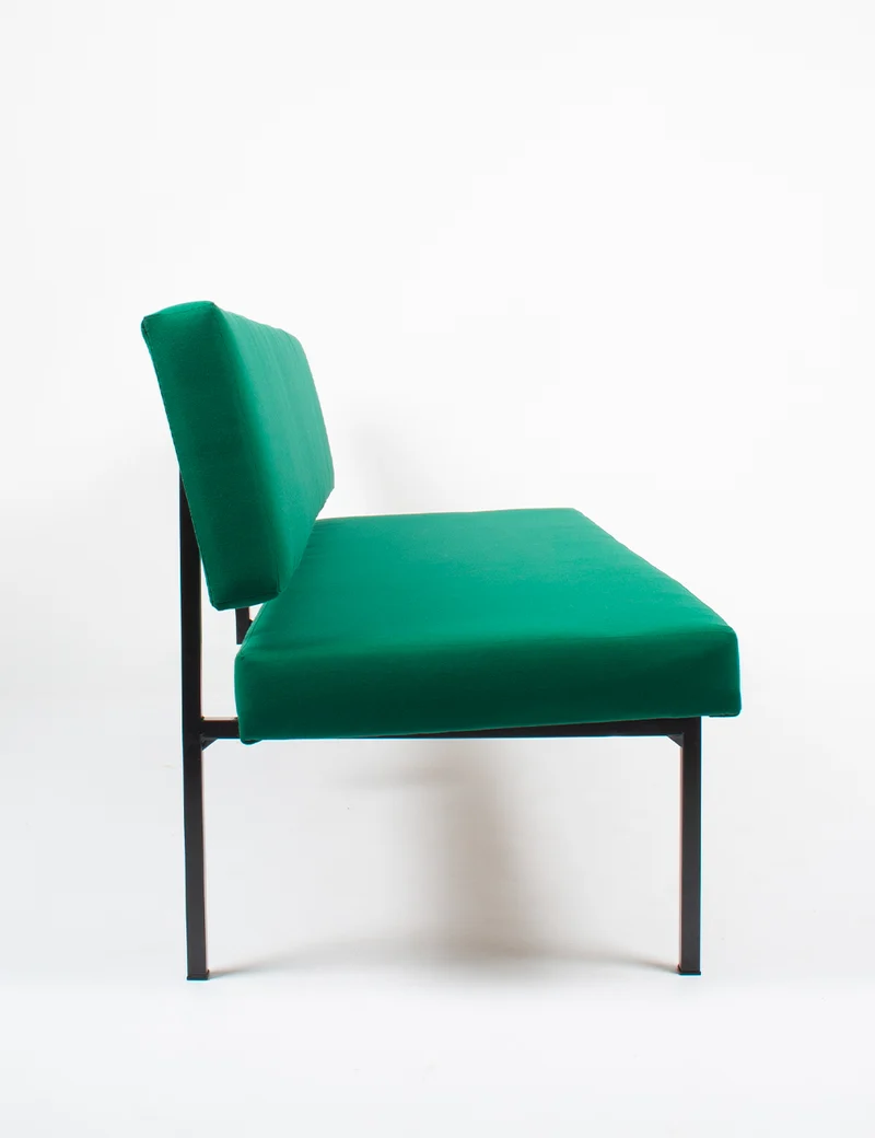 Banquette vintage vert émeraude