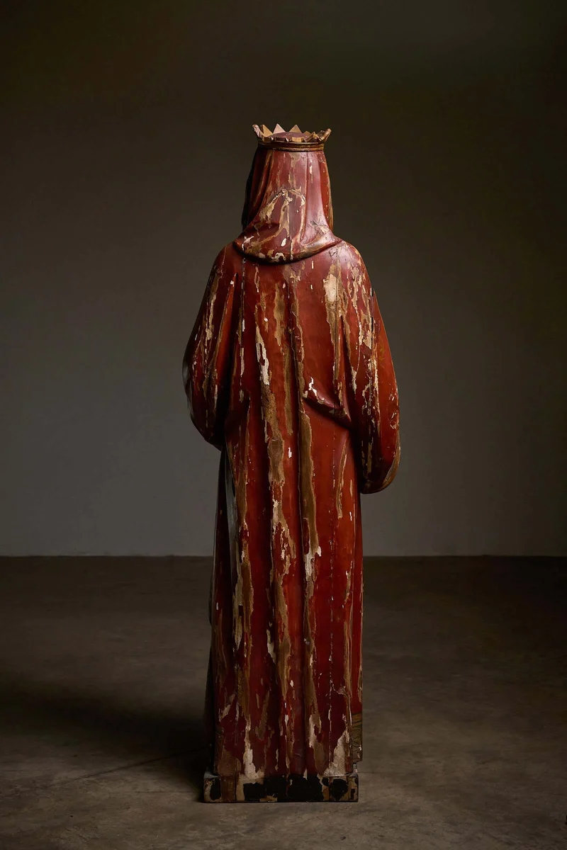 Antique Flemish Polychrome Statue of Saint Barbara