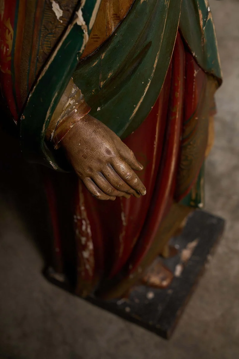 Antique Flemish Polychrome Statue of Saint Barbara
