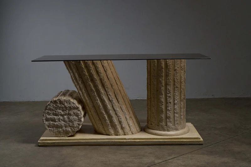 Postmodern 'Greek Ruins' Console Table in Mactan Stone 1980s