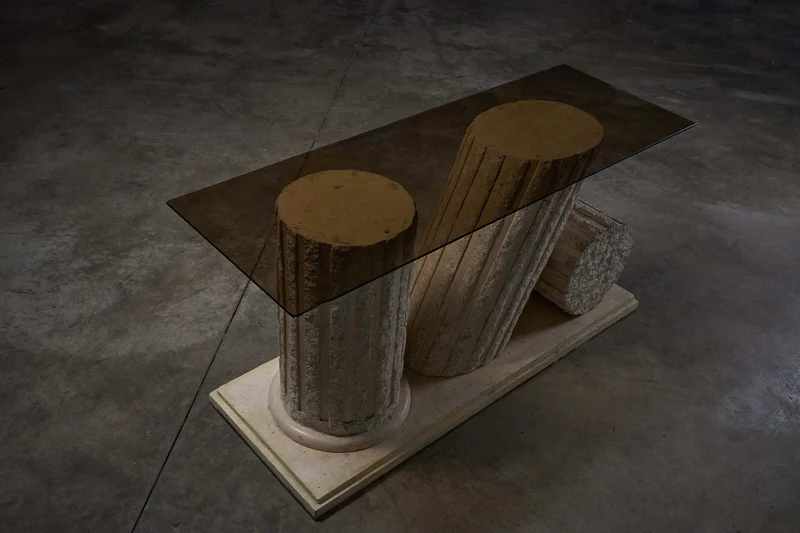 Postmodern 'Greek Ruins' Console Table in Mactan Stone 1980s