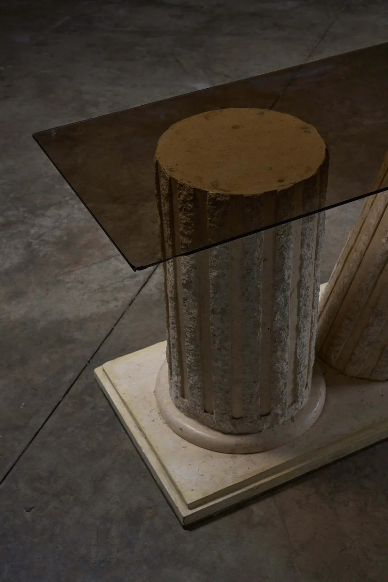 Postmodern 'Greek Ruins' Console Table in Mactan Stone 1980s
