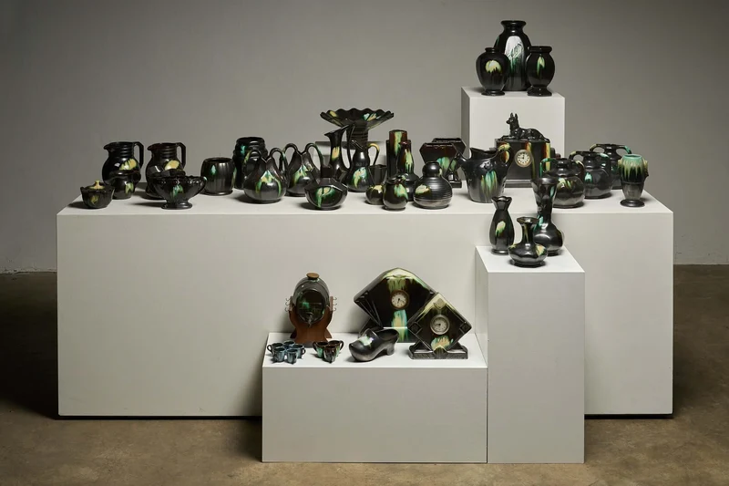 Large Collection of Belgian Art Deco Drip Glaze Ceramics 1920s