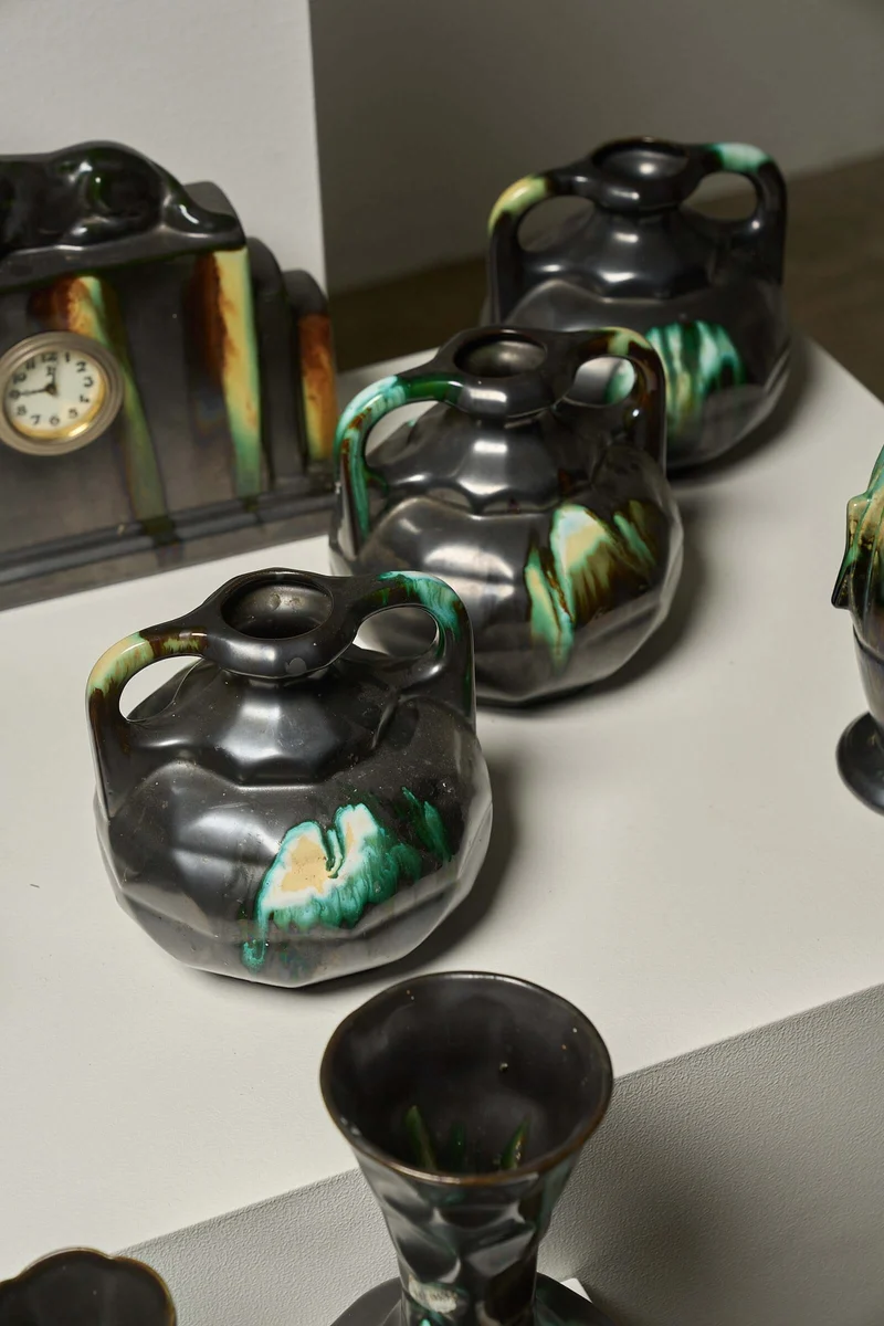 Large Collection of Belgian Art Deco Drip Glaze Ceramics 1920s