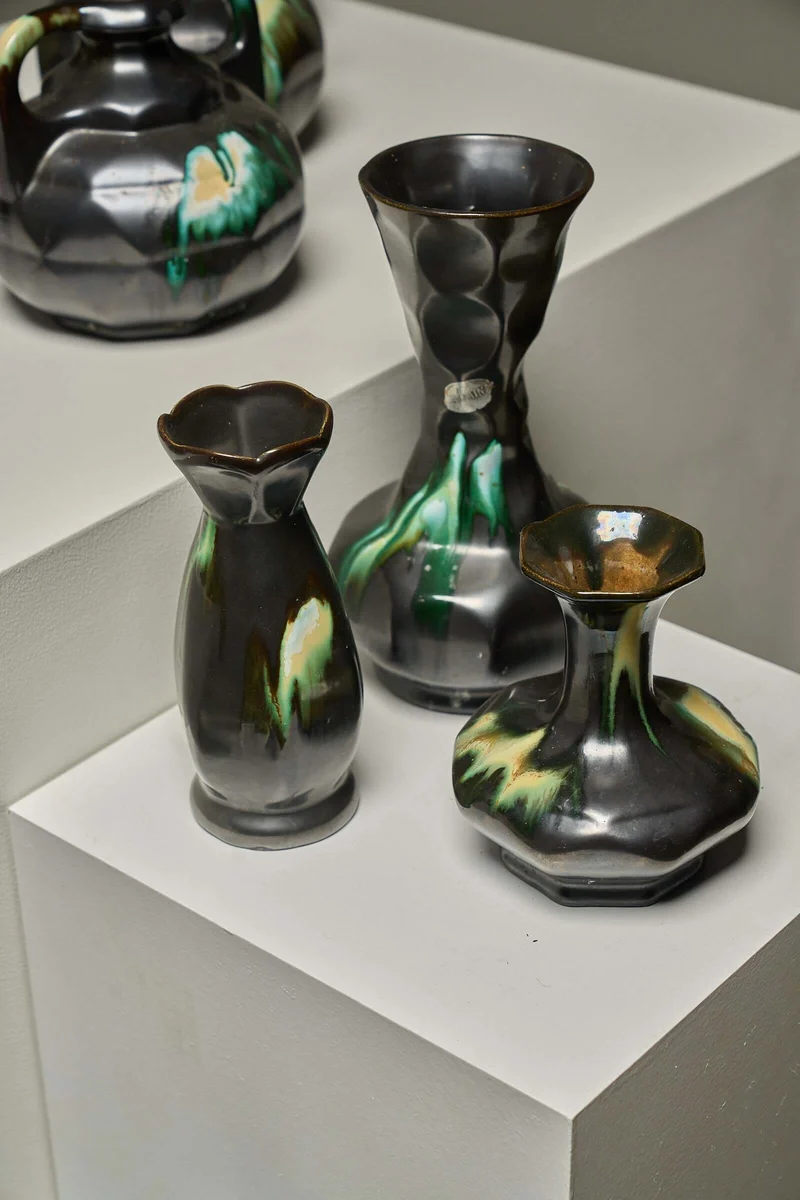 Large Collection of Belgian Art Deco Drip Glaze Ceramics 1920s