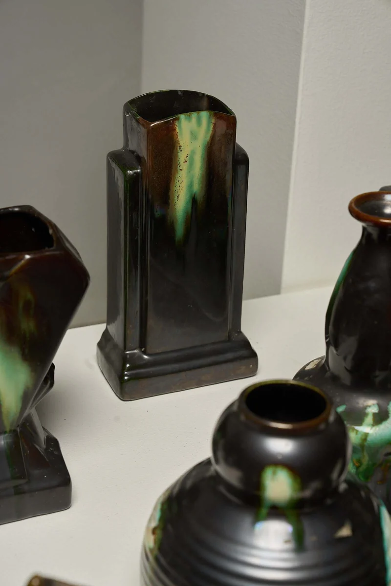 Large Collection of Belgian Art Deco Drip Glaze Ceramics 1920s