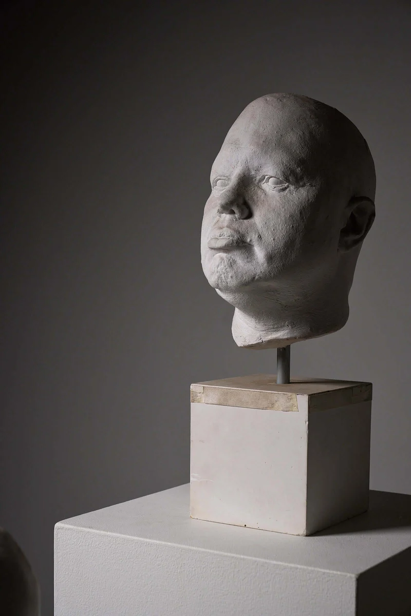 Set of Four Plaster Heads on Plinths