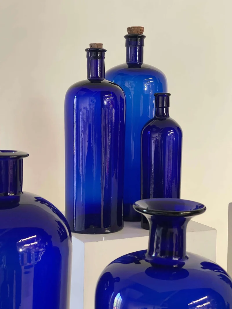 Collection of Antique Cobalt Blue Essence and Apothecary Bottles