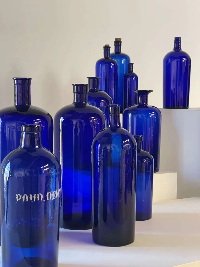 Collection of Antique Cobalt Blue Essence and Apothecary Bottles
