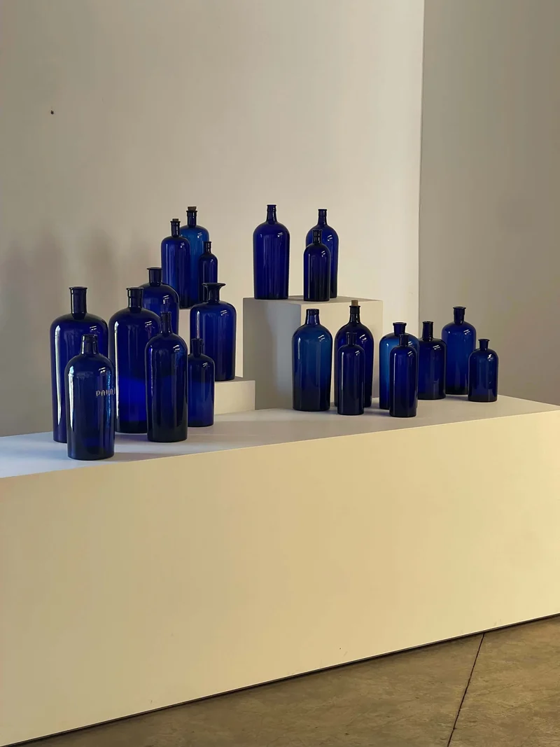 Collection of Antique Cobalt Blue Essence and Apothecary Bottles