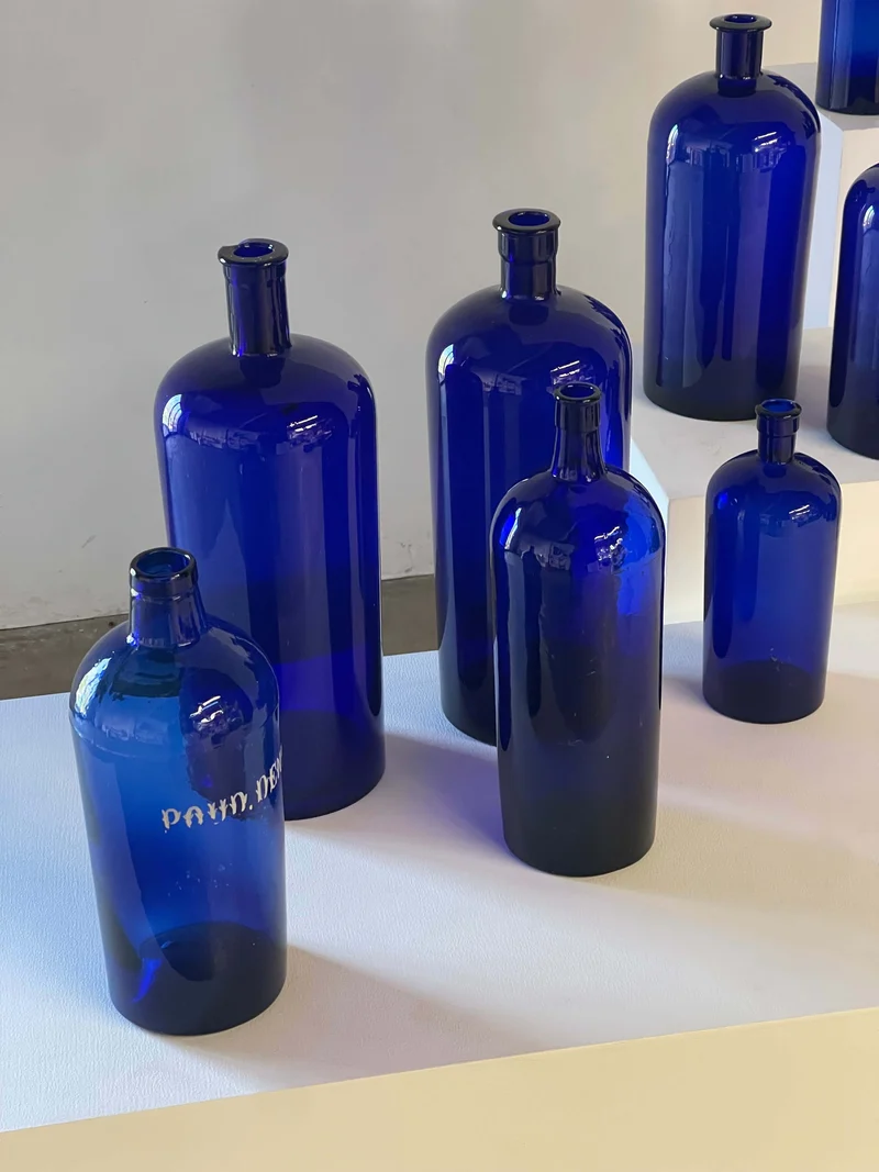 Collection of Antique Cobalt Blue Essence and Apothecary Bottles