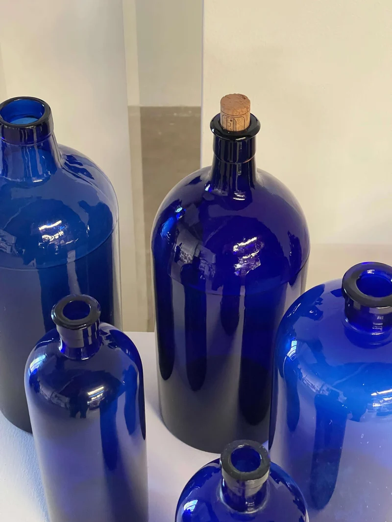 Collection of Antique Cobalt Blue Essence and Apothecary Bottles