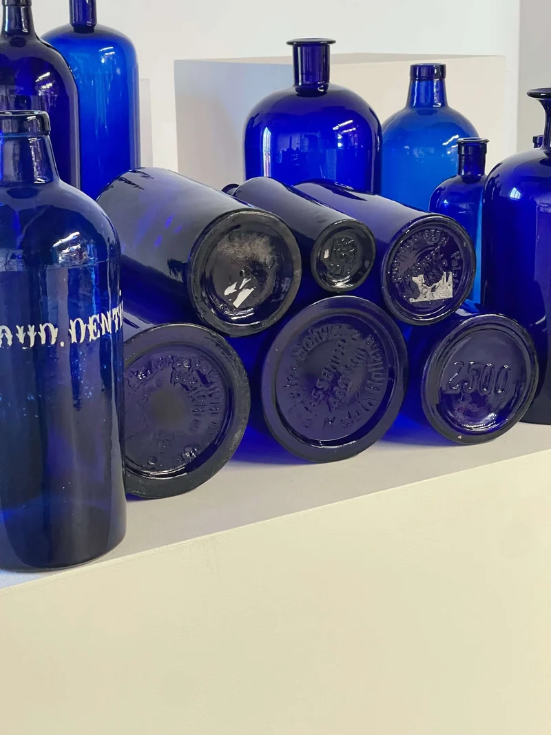 Collection of Antique Cobalt Blue Essence and Apothecary Bottles