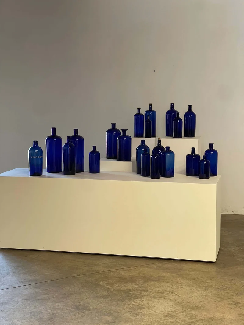 Collection of Antique Cobalt Blue Essence and Apothecary Bottles
