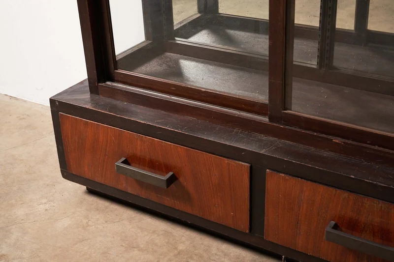 Art Deco Mirrored Display Cabinet with Sliding Doors