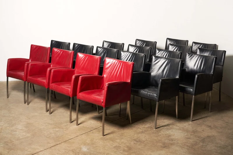 Red or Black Leather Armchairs