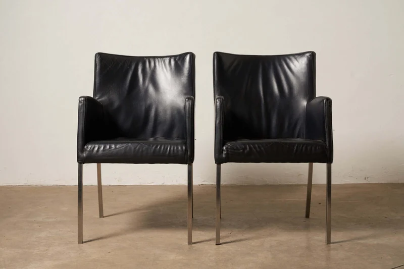 Red or Black Leather Armchairs