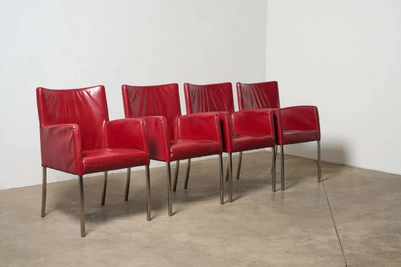Red or Black Leather Armchairs
