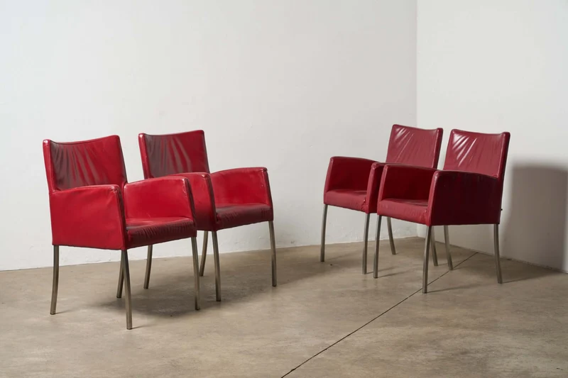 Red or Black Leather Armchairs