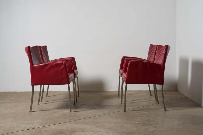 Red or Black Leather Armchairs
