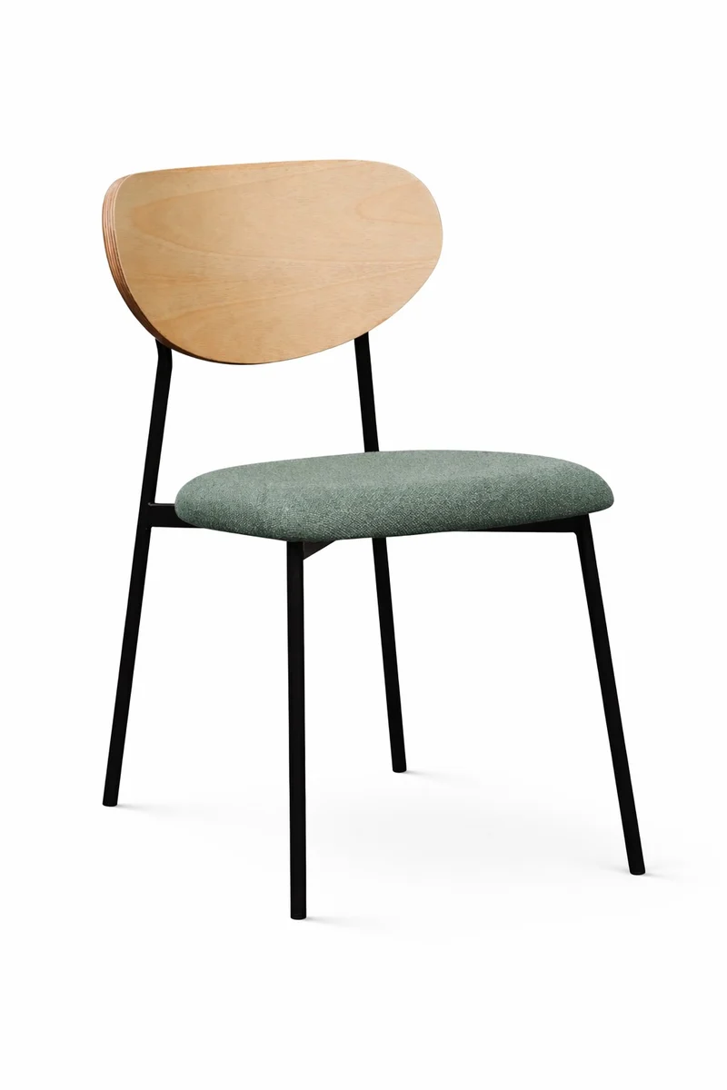 Lot 2 Chaises Oda Rétro Bois et Assise Tissu