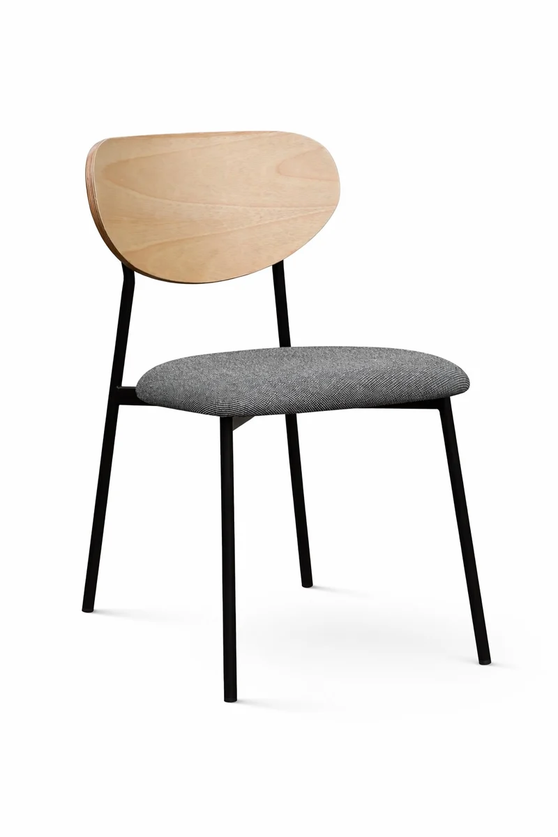 Lot 2 Chaises Oda Rétro Bois et Assise Tissu