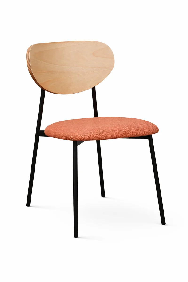 Lot 2 Chaises Oda Rétro Bois et Assise Tissu