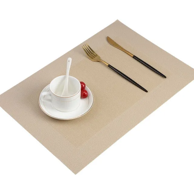 Set de Table Plastique Rectangulaire Doré Beige (6 Pièces)