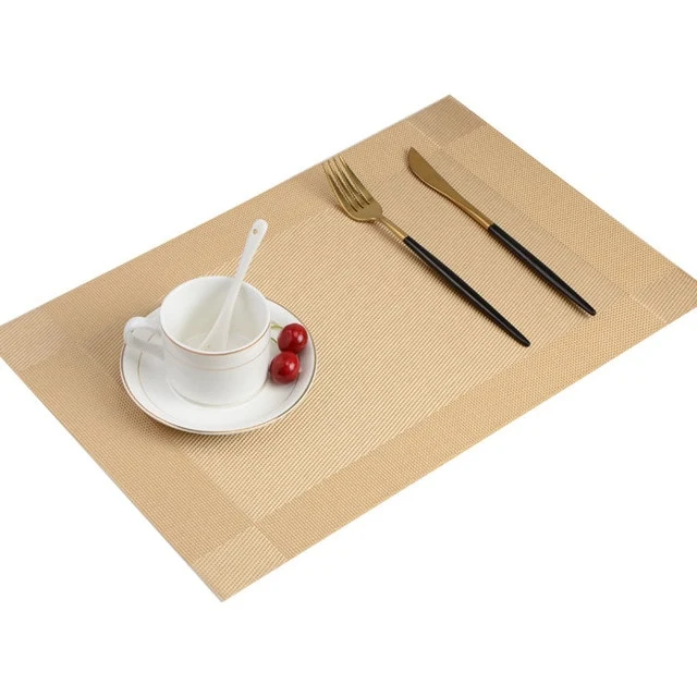 Set de Table Plastique Rectangulaire Doré Beige Jaunâtre (6 Pièces)