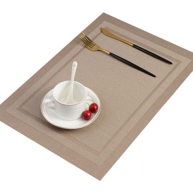 Set de Table Plastique Rectangulaire Doré Marron Clair (6 Pièces)