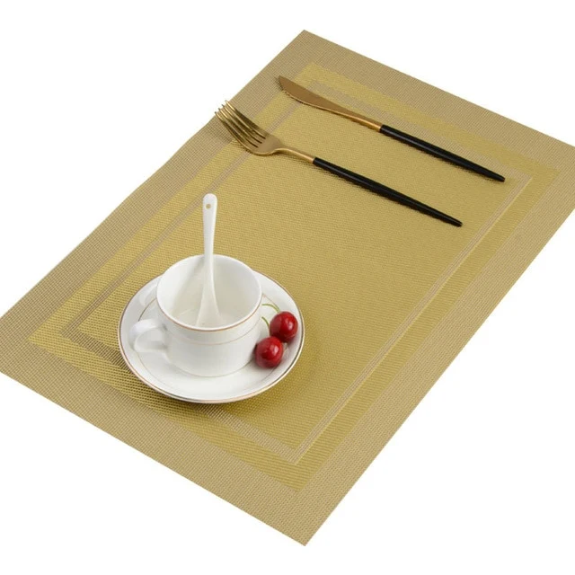 Set de Table Plastique Rectangulaire Doré Jaunâtre (6 Pièces)