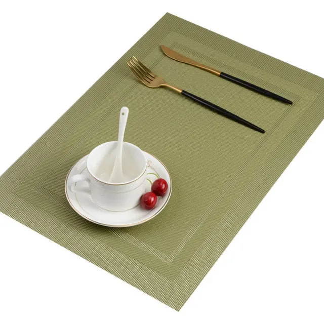Set de Table Plastique Rectangulaire Doré Verdâtre (6 Pièces)