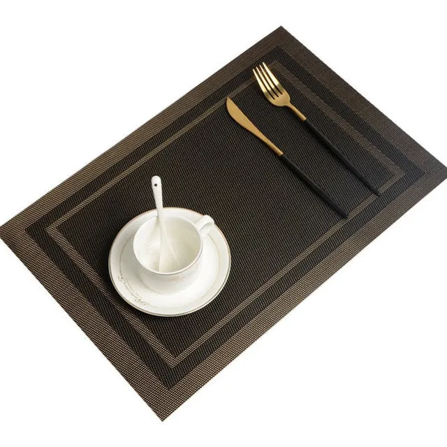 Set de Table Plastique Rectangulaire Marron Noir (6 Pièces)