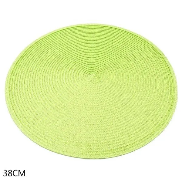 Set de Table Rond Tissé Vert Clair (4 Pièces)