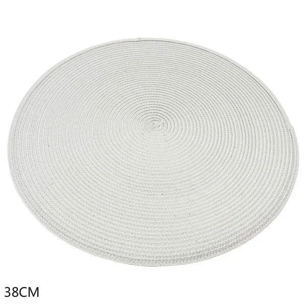 Set de Table Rond Tissé Gris Léger (4 Pièces)