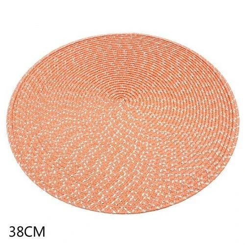 Set de Table Rond Tissé Orange (4 Pièces)