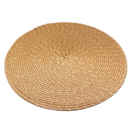 Set de Table Rond Tissé Marron (4 Pièces)
