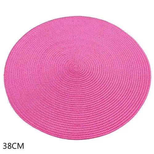 Set de Table Rond Tissé Rose (4 Pièces)