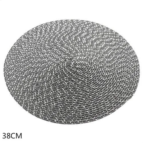 Set de Table Rond Tissé Gris Foncé (4 Pièces)