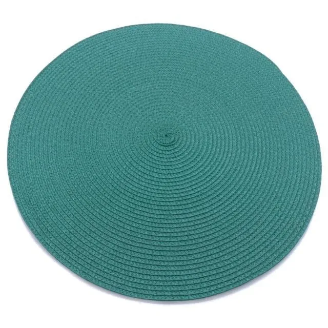 Set de Table Rond Tissé Turquoise Foncé (4 Pièces)
