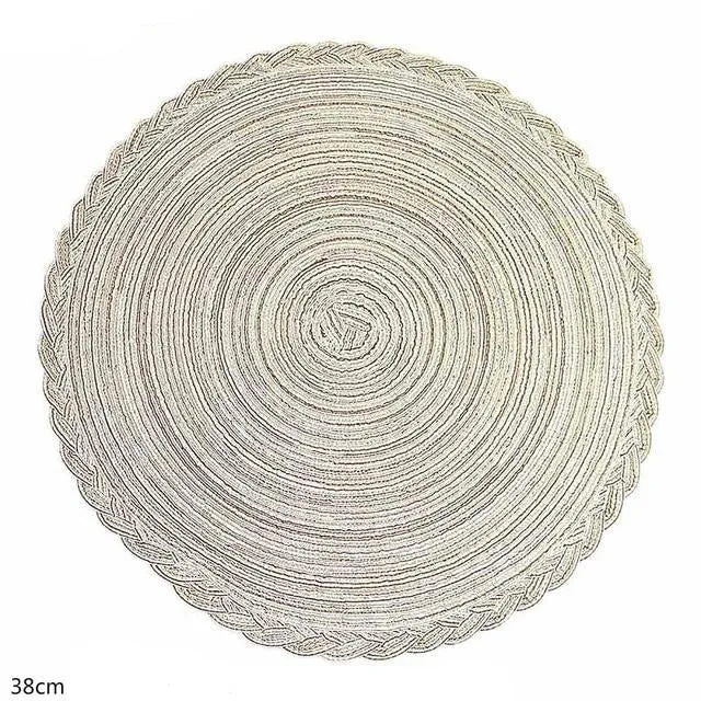 Set de Table Rond Tissé Beige Clair (4 Pièces)