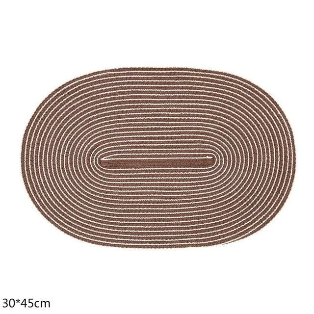 Set de Table Ovale Tissé Marron (4 Pièces)