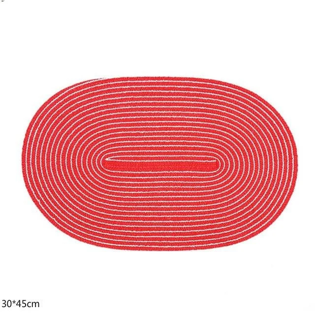 Set de Table Ovale Tissé Rouge (4 Pièces)