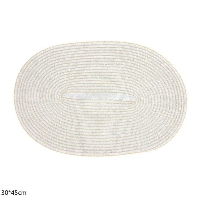 Set de Table Ovale Tissé Blanc (4 Pièces)