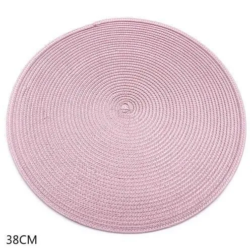 Set de Table Rond Tissé Rose Plus Clair (4 Pièces)