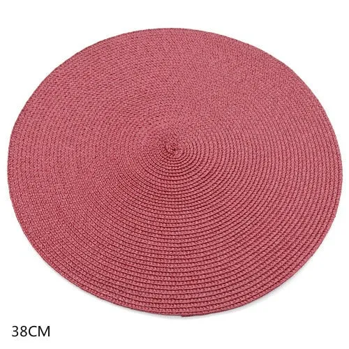 Set de Table Rond Tissé Rouge (4 Pièces)