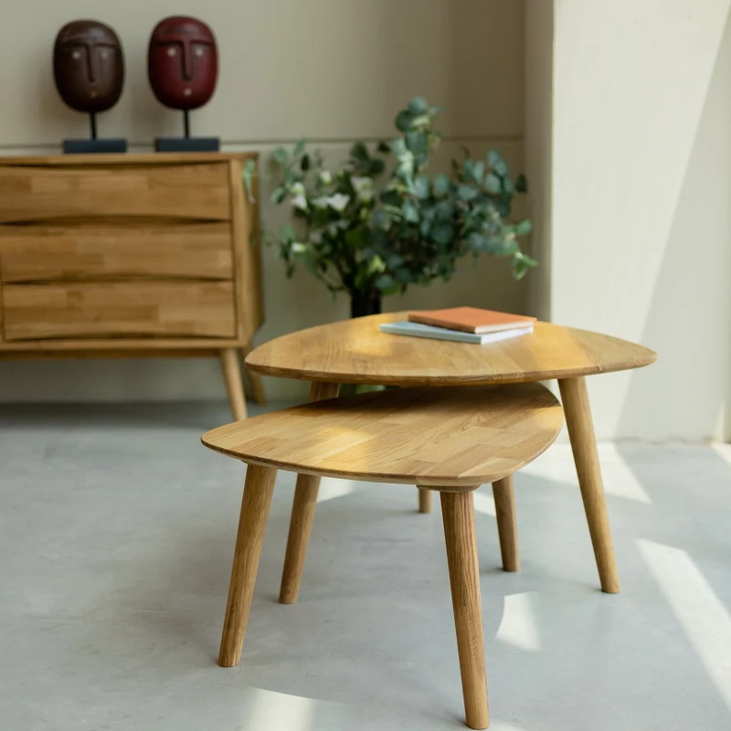 Table basse gigogne en bois massif de chêne Escandi 2 - NordicStory